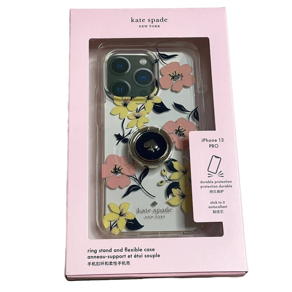Kate Spade lily blooms stability ring resin iphone 13 pro case